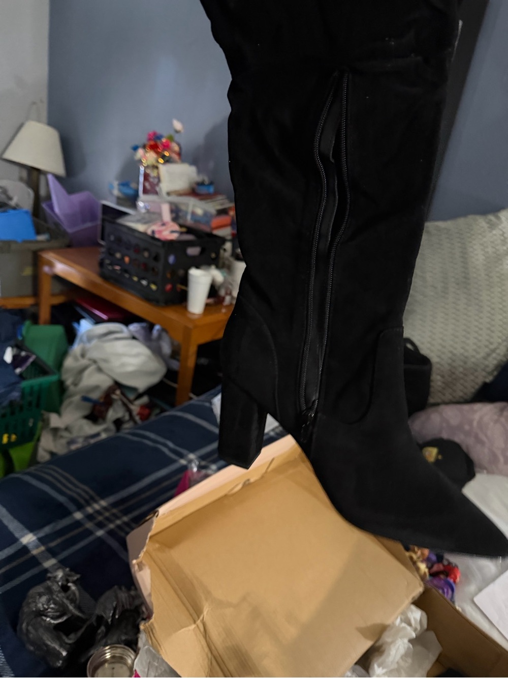 JustFab Black Over-the-Knee Block Heel Boots